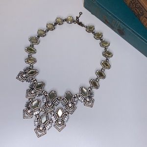 BaubleBar Art Deco Antique Gold Rhinestone Statement Necklace